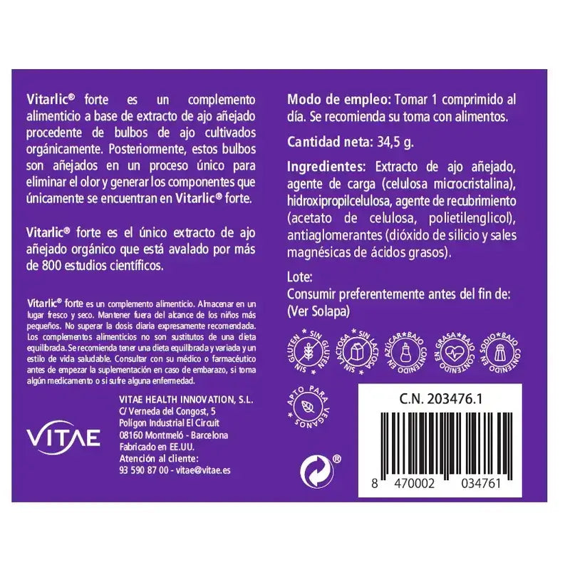 Vitae Vitarlic Forte, 30 Tablets