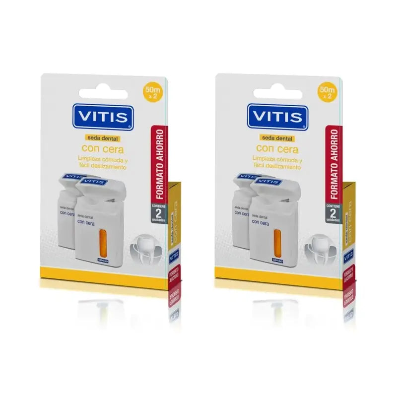 Vitis Duplo Dental Floss With Wax, 2X50 M