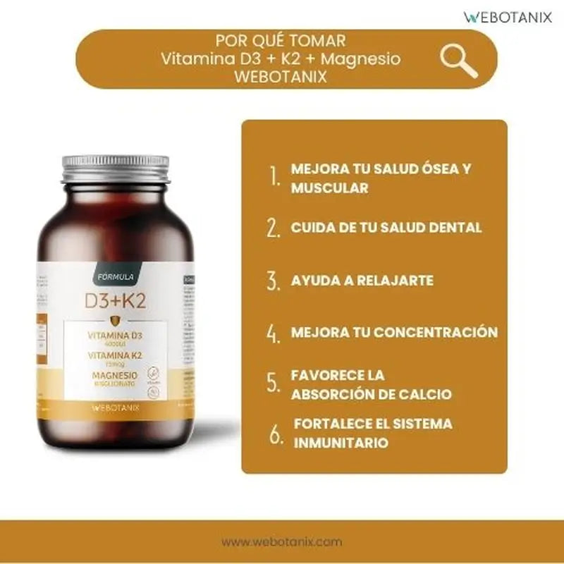 Webotanix Vitamin D3+K2 Formula, 60 capsules