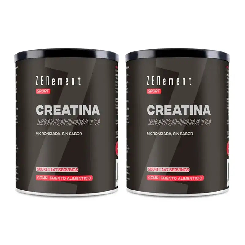 Zenement Creatine Monohydrate, Micronised, Flavourless, Pack 2 x 500 g