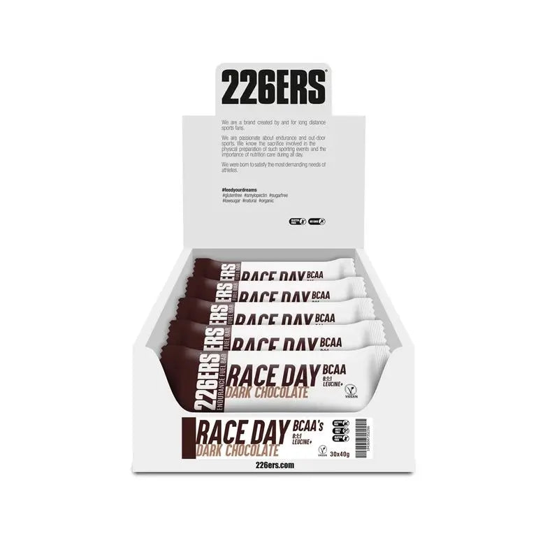 226Ers Race Day Bar - Bcaa Vegan Energy Bar Dark Chocolate, 30x40 grams
