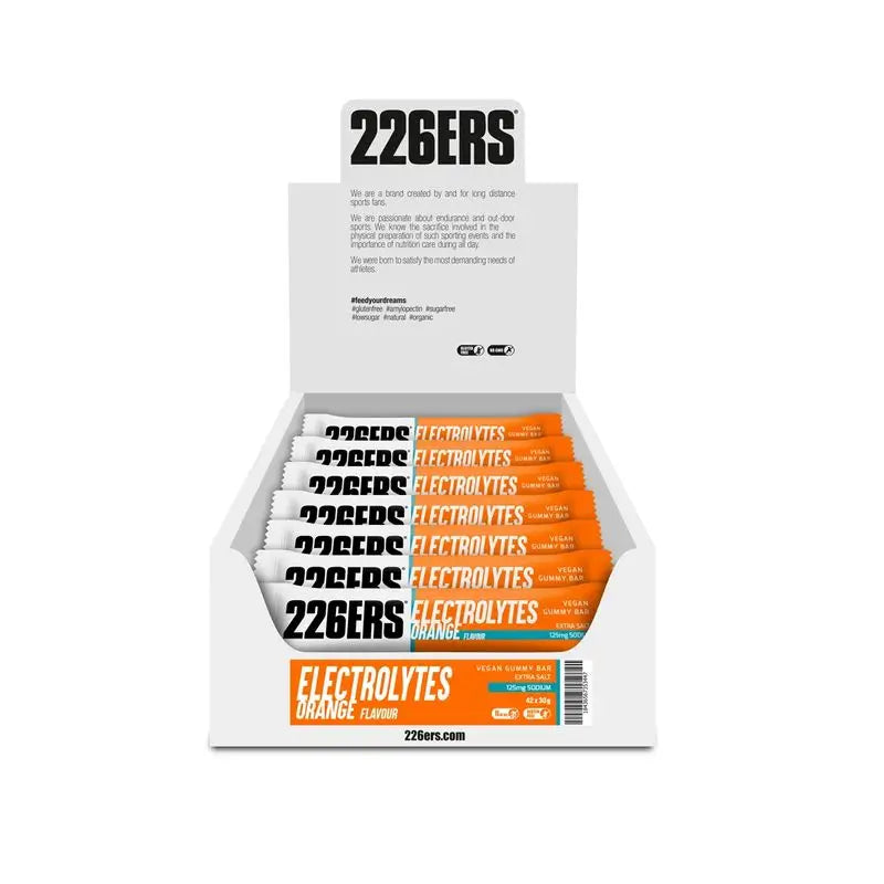 226Ers Vegan Gummy Bar Orange Gummy Energy Bar, 42x30 grams