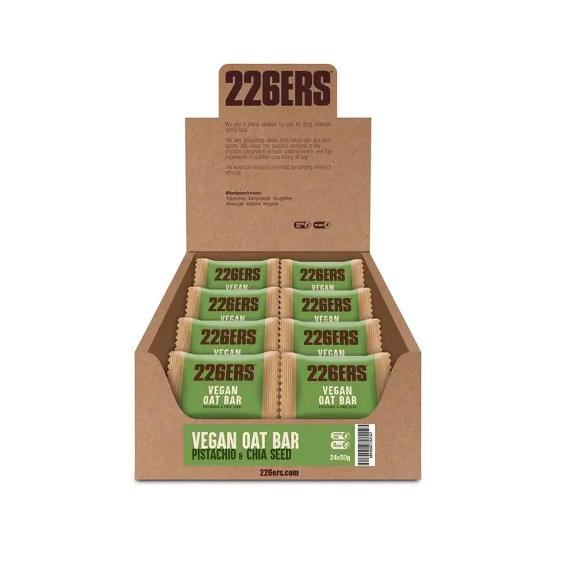 226Ers Vegan Oat Bar Vegan Oatmeal Pistachio & Chia Energy Bars, 24x50g