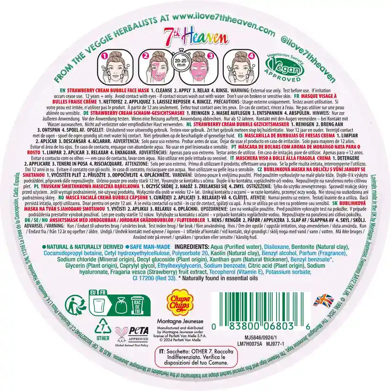 7 Heaven Bubble Chupa Chups Strawberry-Cream Bubble Face Mask