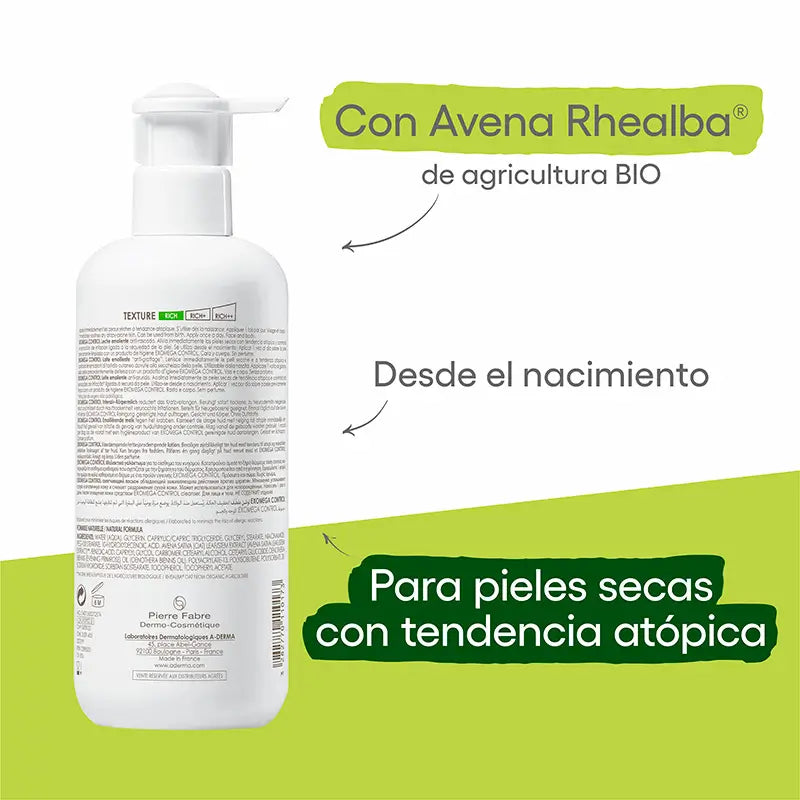 A-Derma Exomega Control Emollient Body Milk 400 ml