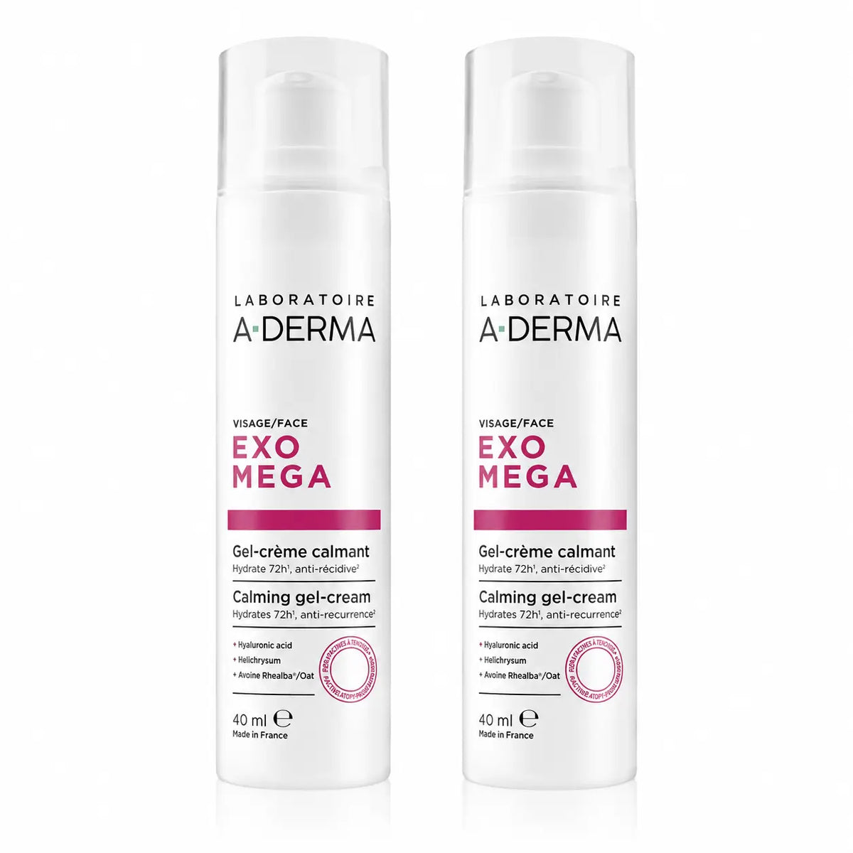 A-Derma Exomega Soothing Facial Gel-Cream, 40 ml, pack 2