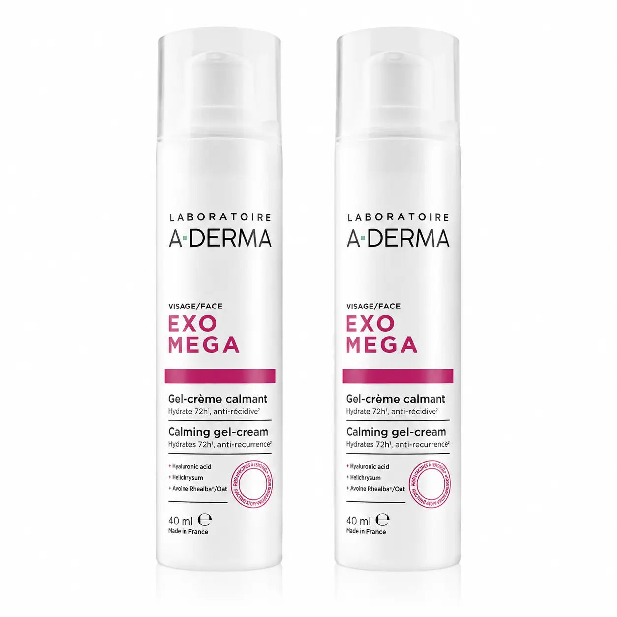 A-Derma Exomega Soothing Facial Gel-Cream, 40 ml, pack 2