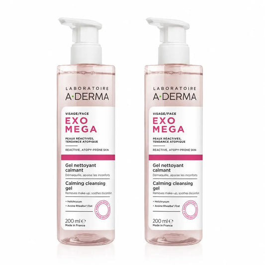A-Derma Exomega Soothing Facial Cleansing Gel, 200 ml, pack 2