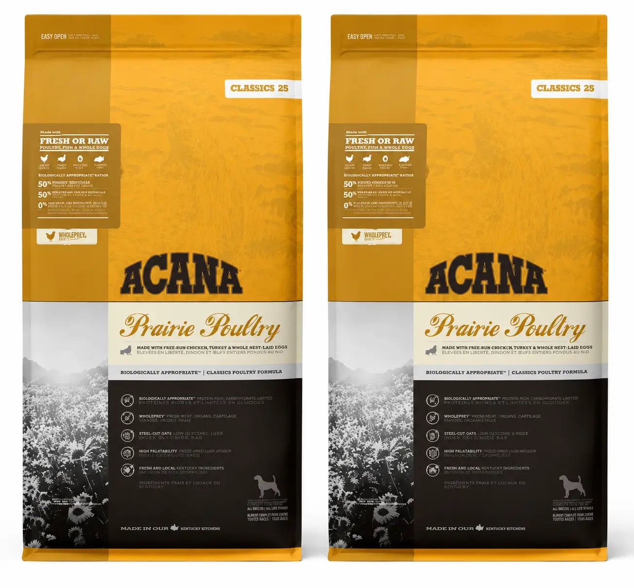 Acana Canine Adult Classics Prairie Poultry 14.5 Kg, Dog Food , pack 2