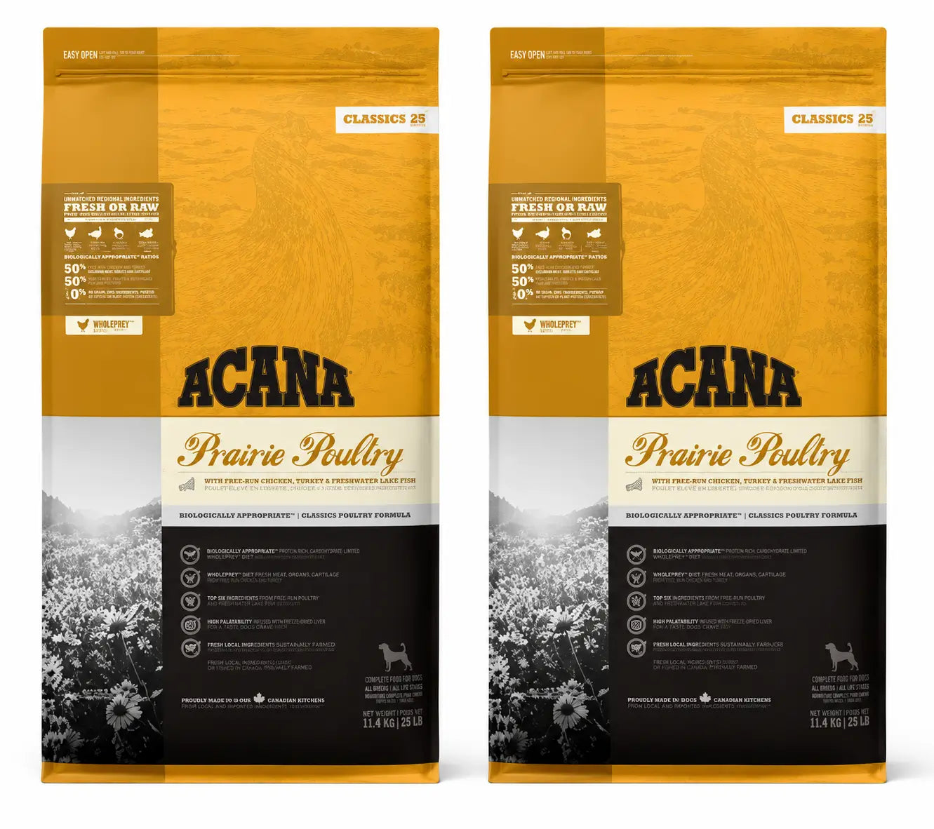 Acana Canine Adult Classics Prairie Poultry 9,7 Kg Dog Food , pack 2