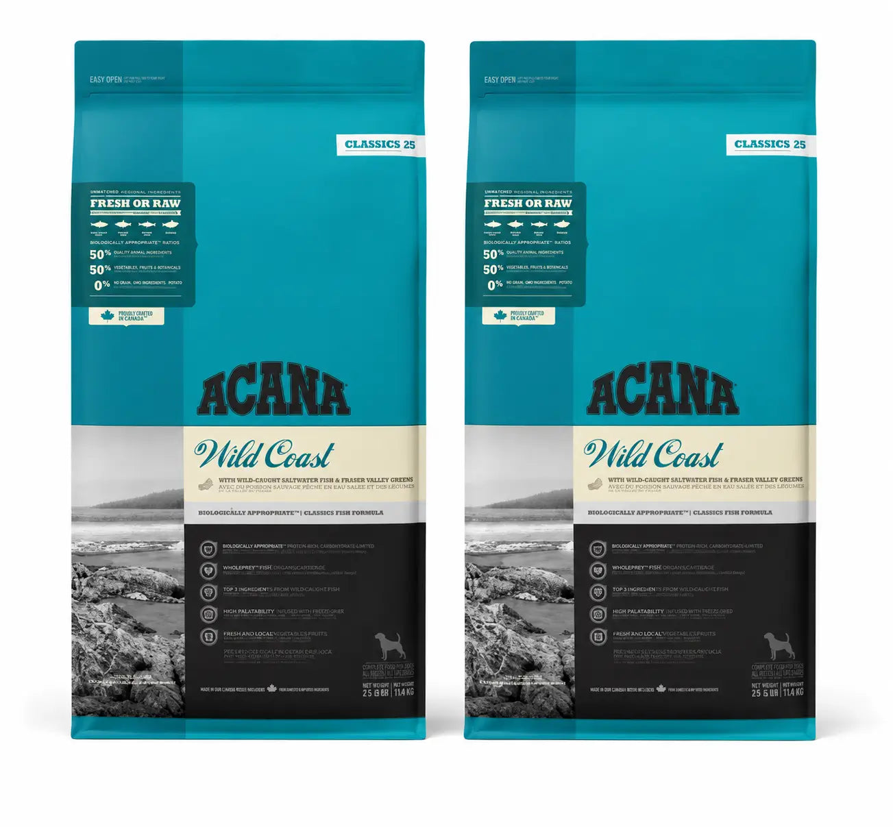 Acana Canine Adult Classics Wild Coast 14,5 Kg Dog Food , pack 2