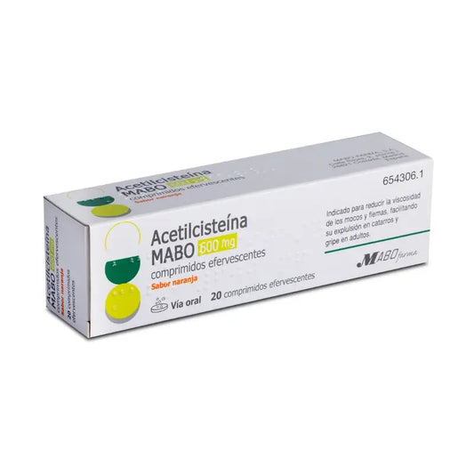 Mabo Acetylcysteine 600 mg Orange Flavour, 20 Effervescent Tablets