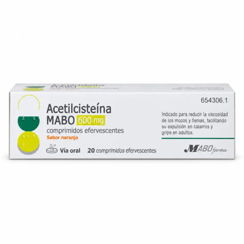 Mabo Acetylcysteine 600 mg Orange Flavour, 20 Effervescent Tablets