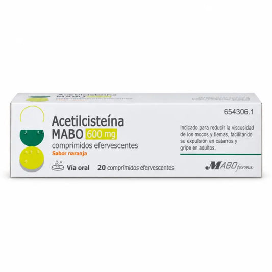 Mabo Acetylcysteine 600 mg Orange Flavour, 20 Effervescent Tablets