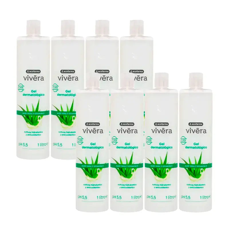 Acofar Vivera Aloe Vera Vitamin E Gel, Pack 8 x 1 Litre
