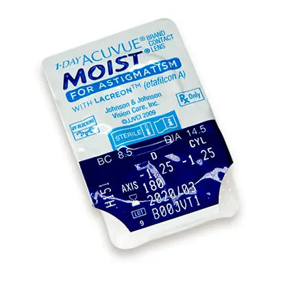 Acuvue 1 Day Moist Daily Toric Lenses , 30 units - -1.25, -1.25, 90, 8.5, 14.50