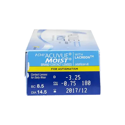 Acuvue 1 Day Moist Daily Toric Lenses , 30 units - -1.50, -1.25, 130, 8.5, 14.50