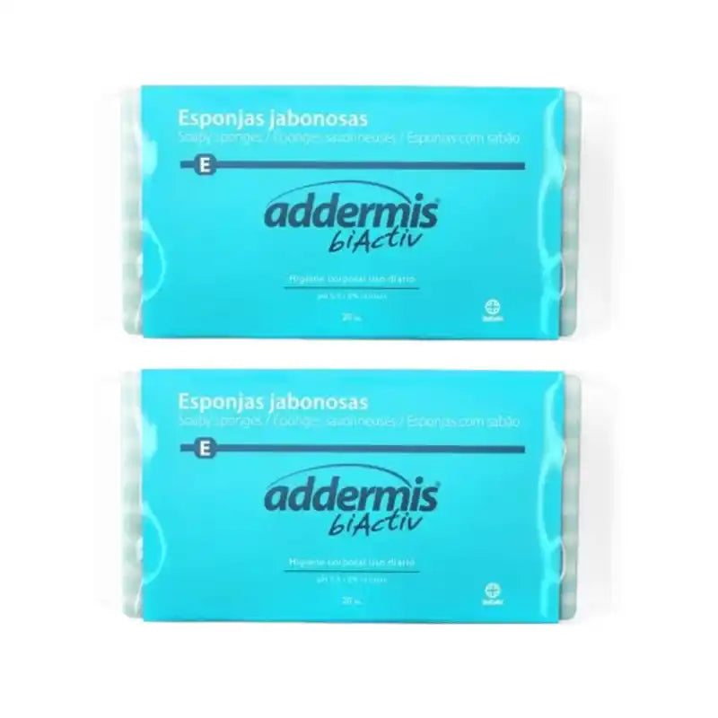 Addermis Biactiv Daily Cleansing Soap Sponges, 2X 20 Units