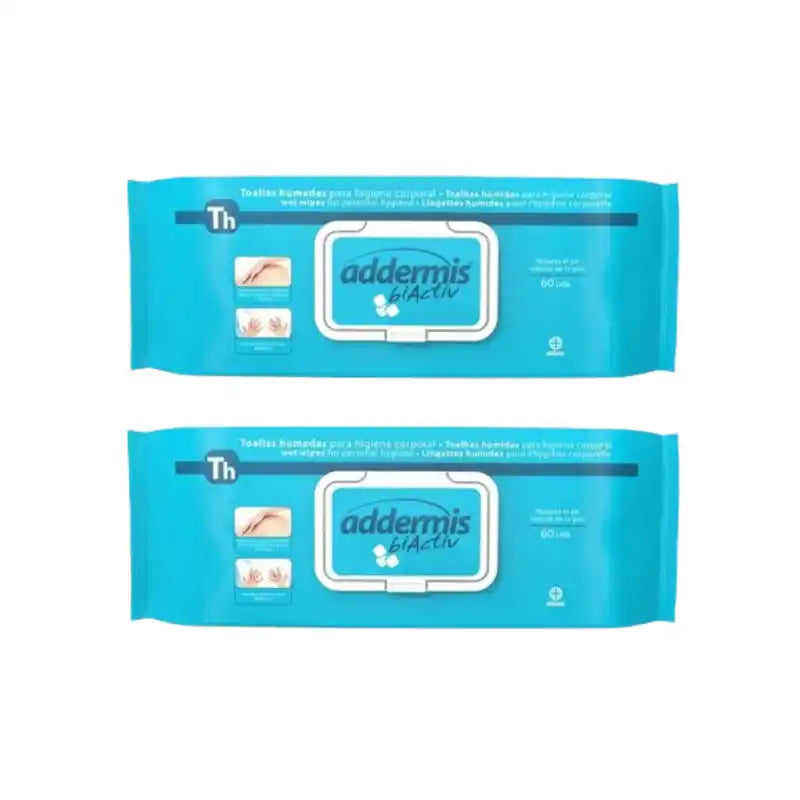 Addermis Biactiv Adult Intimate Hygiene Wipes, 2X60 Units