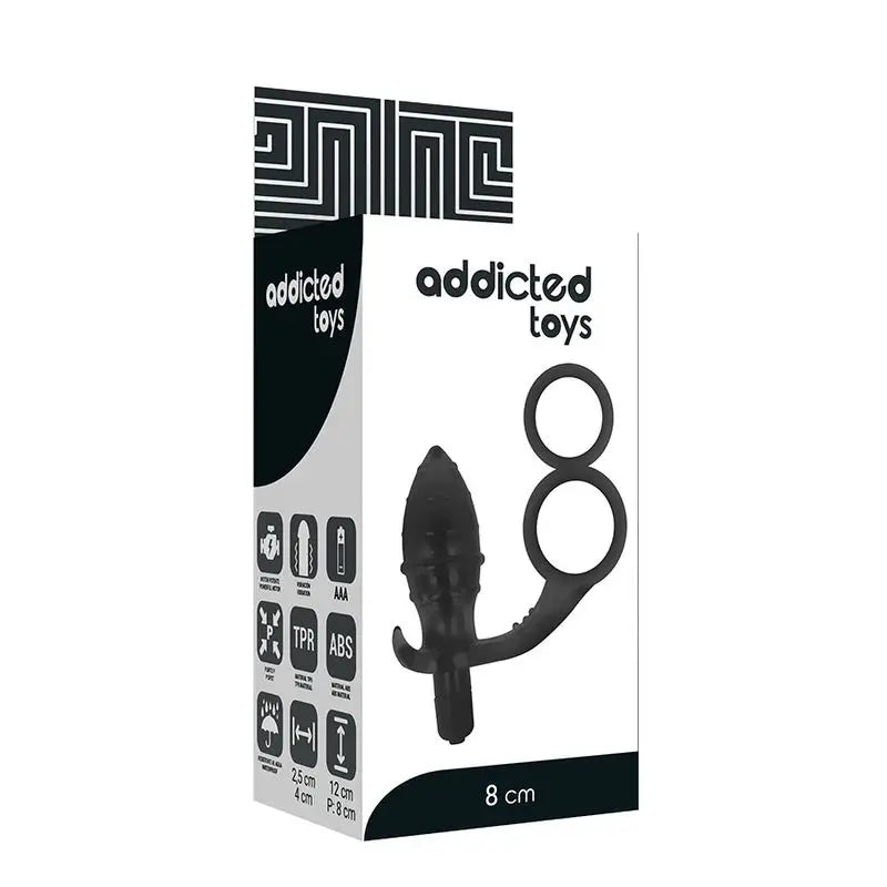 Addicted Toys Double Ring Anal Plug Black