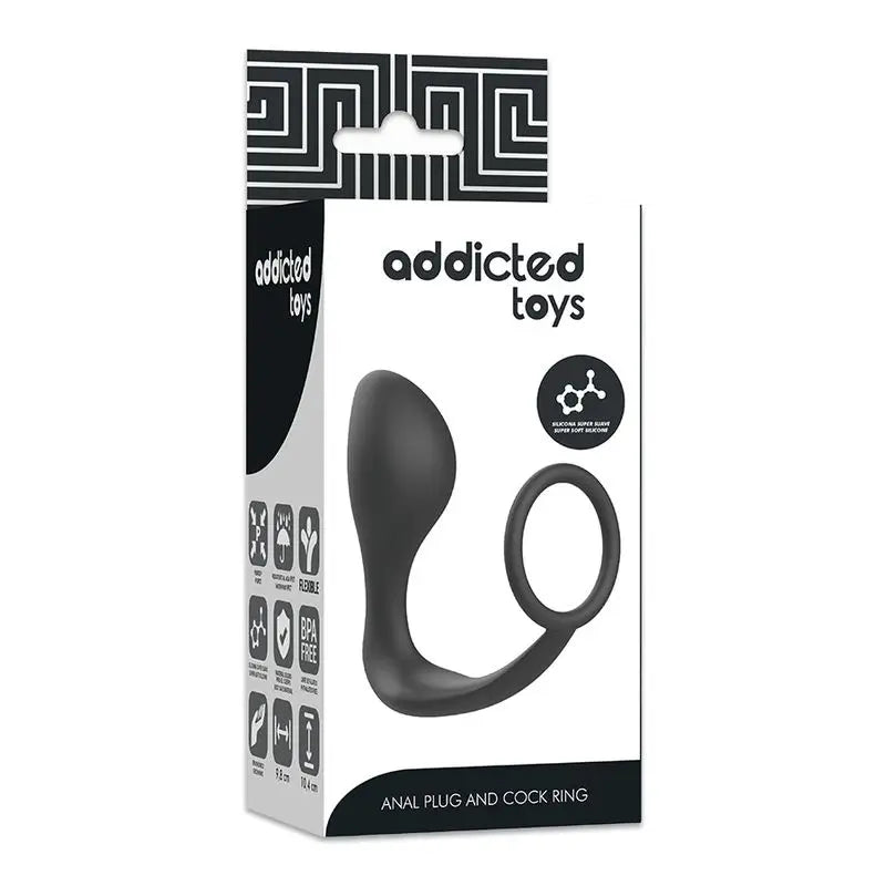 Addicted Toys Anal Plug With Silicone Ring Black Model 1
