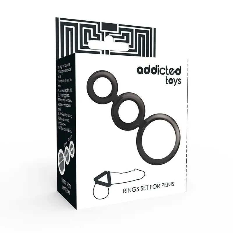 Addicted Toys Penis & Testicle Rings Set - Smoked