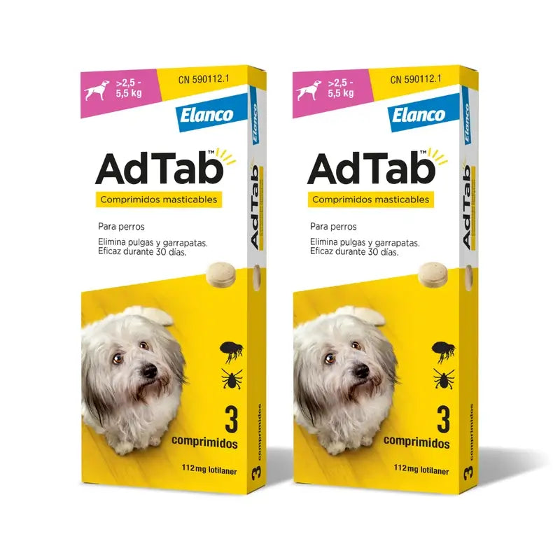 Adtab 112Mg Chewable Tablets Dogs 2,5-5,5Kg, 6 Tablets