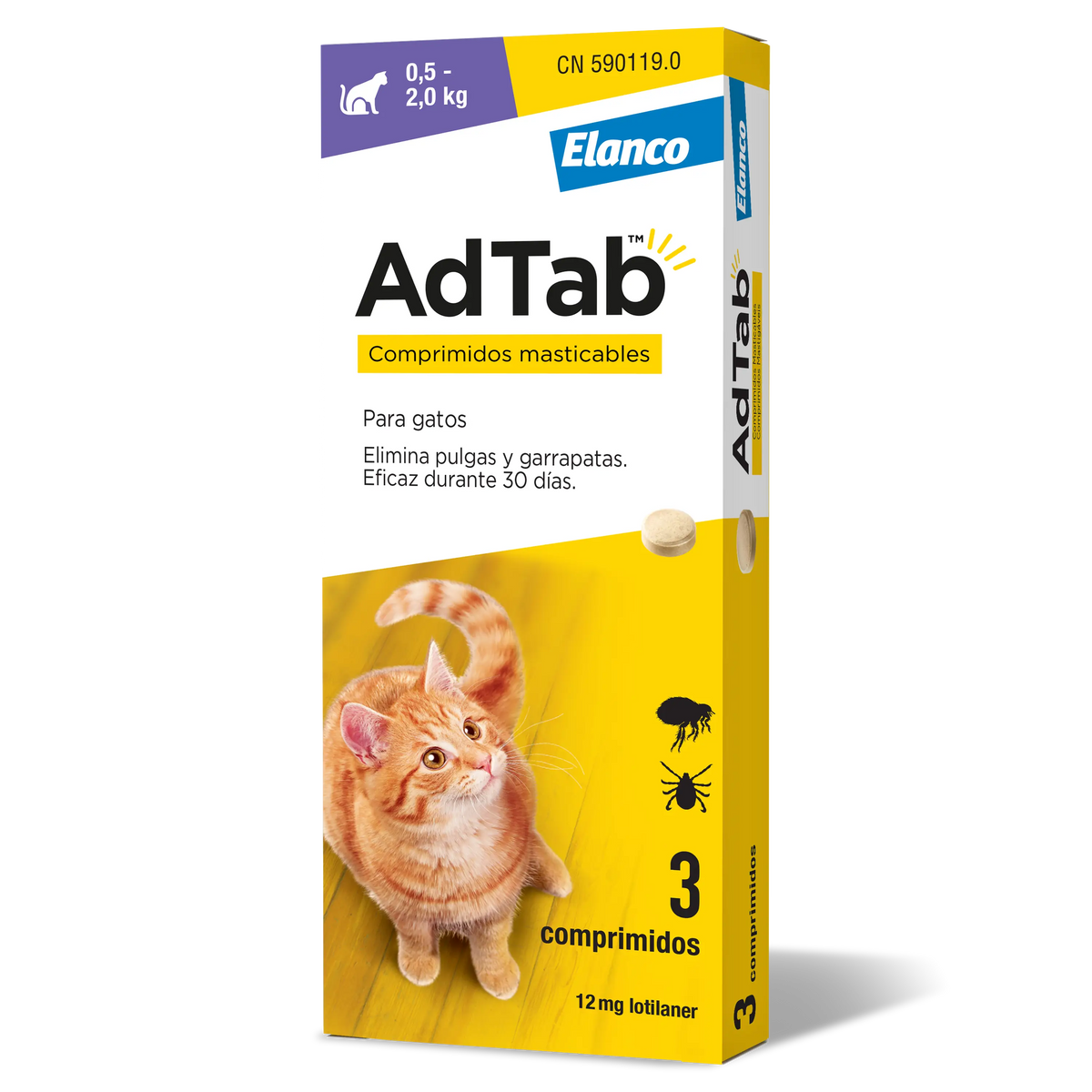 AdTab 12Mg Chewable Tablets Cats 0,5-2Kg, 3Cpd