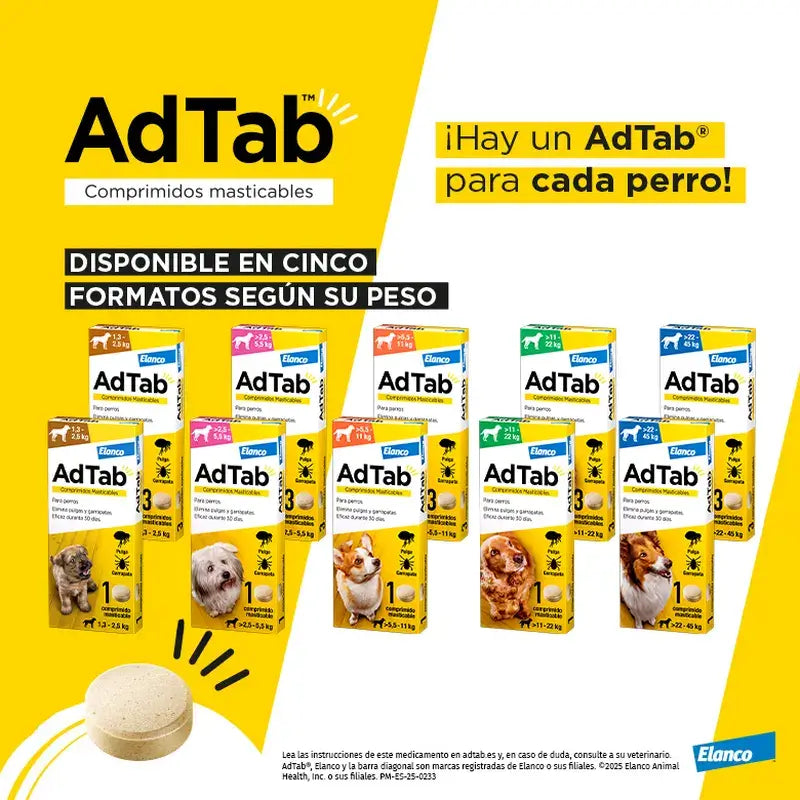 AdTab 225Mg Chewable Tablets Dogs 5,5-11Kg, 3Cpd