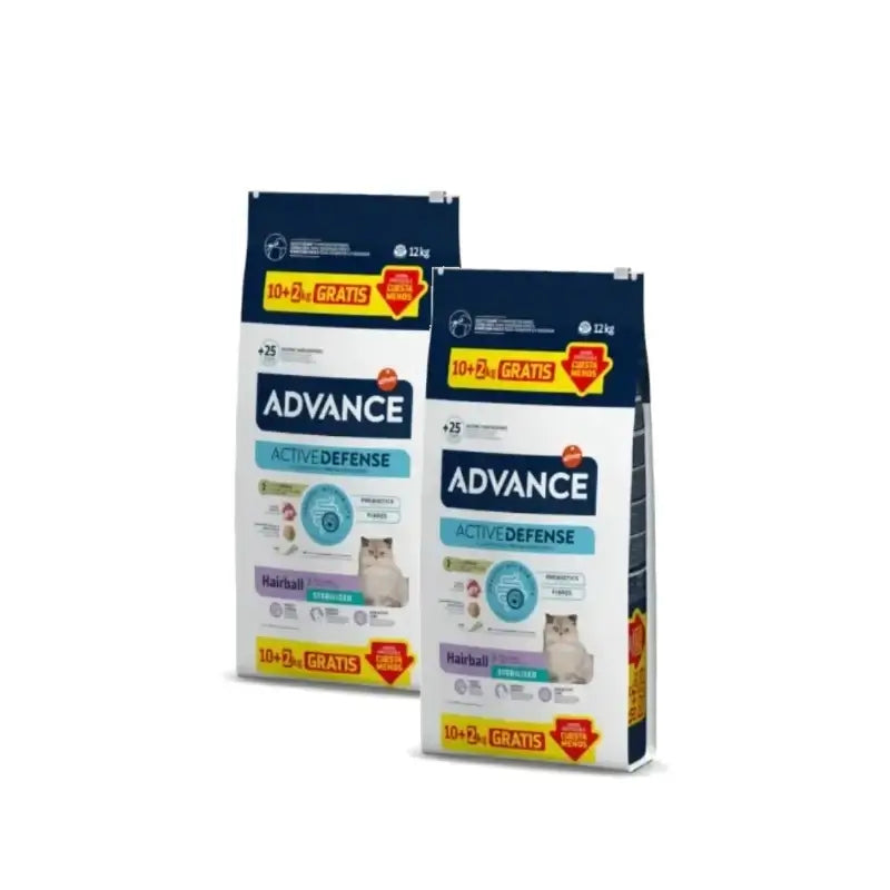 Advance Adult cat food for unneutered cats with chicken, Pack of 2 x 10+2 kg