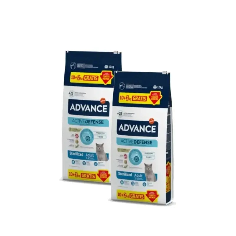 Advance Adult Sterilised cat food for neutered cats with turkey, Pack of 2 x 10+2 kg