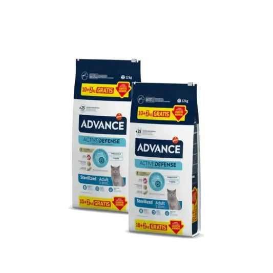 Advance Adult Sterilised cat food for neutered cats with turkey, Pack of 2 x 10+2 kg
