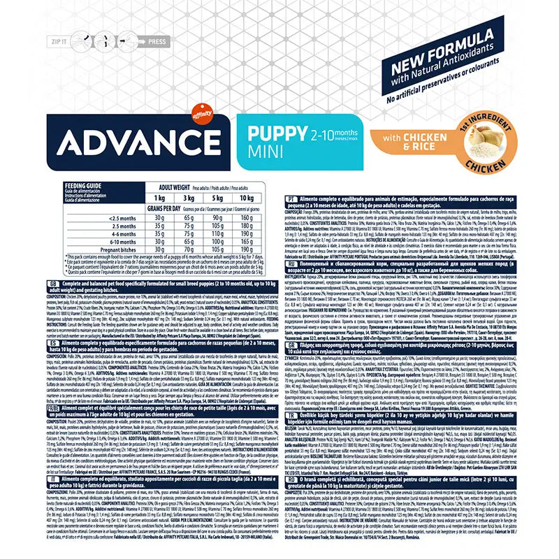 Advance Canine Puppy Mini Chicken Rice 7,5Kg, dog food