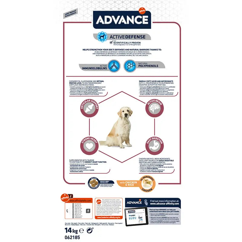 Advance Canine Senior Maxi Chicken Rice 14kg, dog food for dogs