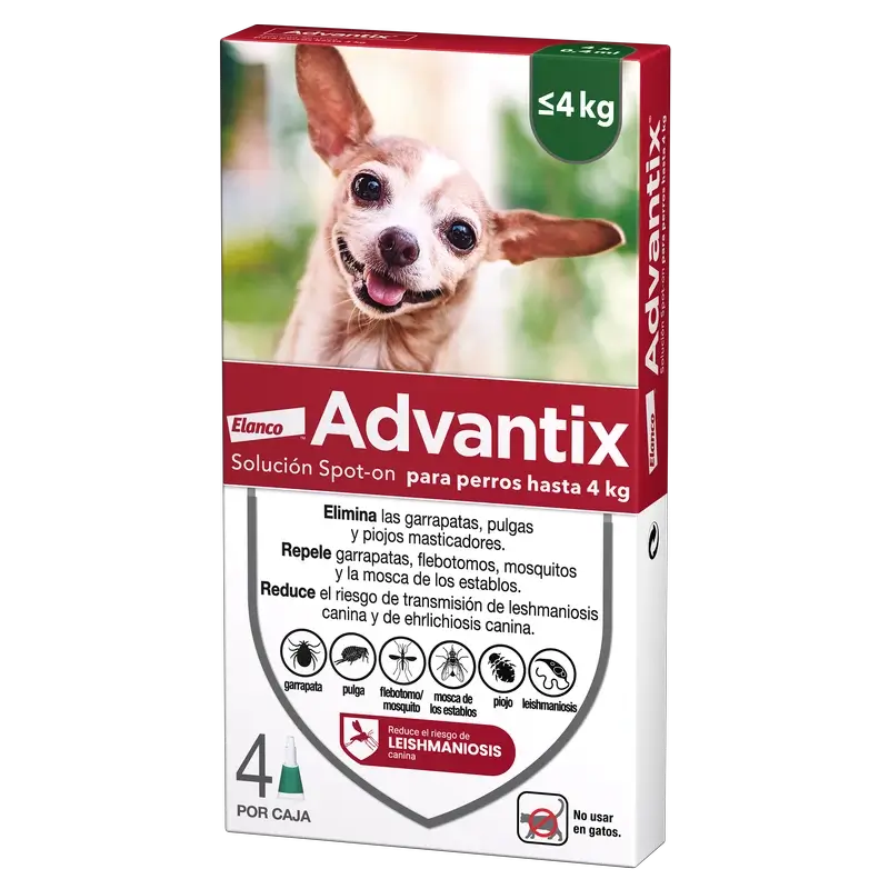 Advantix Antiparasitic Pipettes For Dogs Up To 4 Kg 4 Units X 0.4 Ml