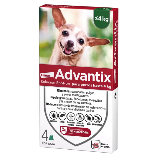 Advantix Antiparasitic Pipettes For Dogs Up To 4 Kg 4 Units X 0.4 Ml