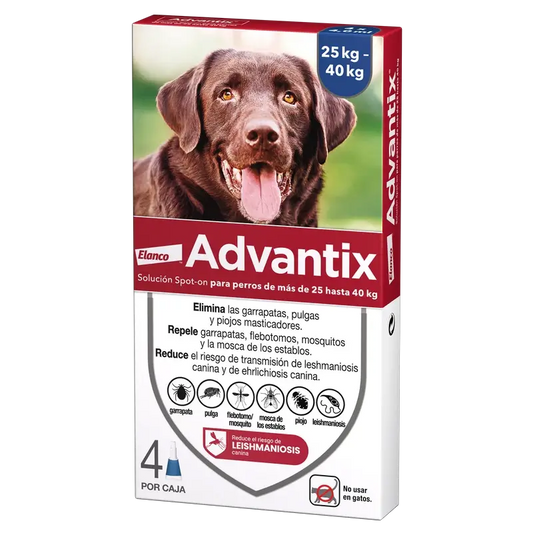 Advantix Antiparasitic Pipettes For Dogs +25 Kg 4pcs x 4 ml