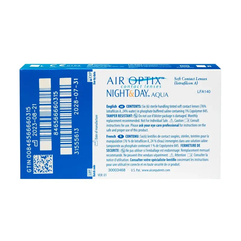 Air Optix Night&Day Aqua Spherical Monthly Contact Lenses, 6 units