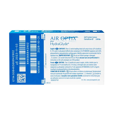 Air Optix Plus Hydraglade Monthly Spherical Contact Lenses, 3 units