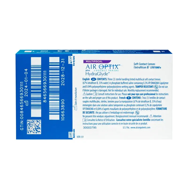 Air Optix Plus HydraGlyde Monthly Multifocal Lenses, 3 units