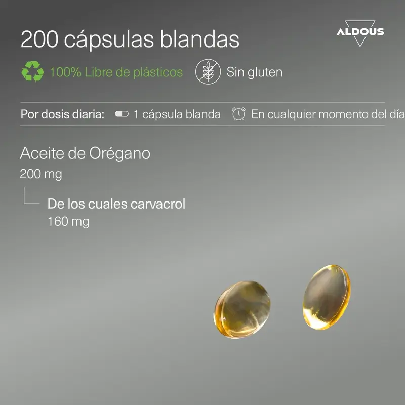Aldous Bio Oregano Oil, 200 pearls