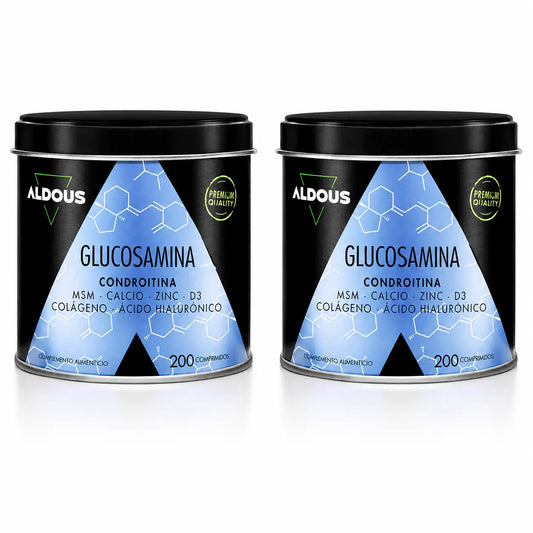 Aldous Bio Glucosamine, Chondroitin, Msm, Collagen, Hyaluronic Acid, Zinc, Calcium & Vitamin D3 , 200 Tablets , pack 2