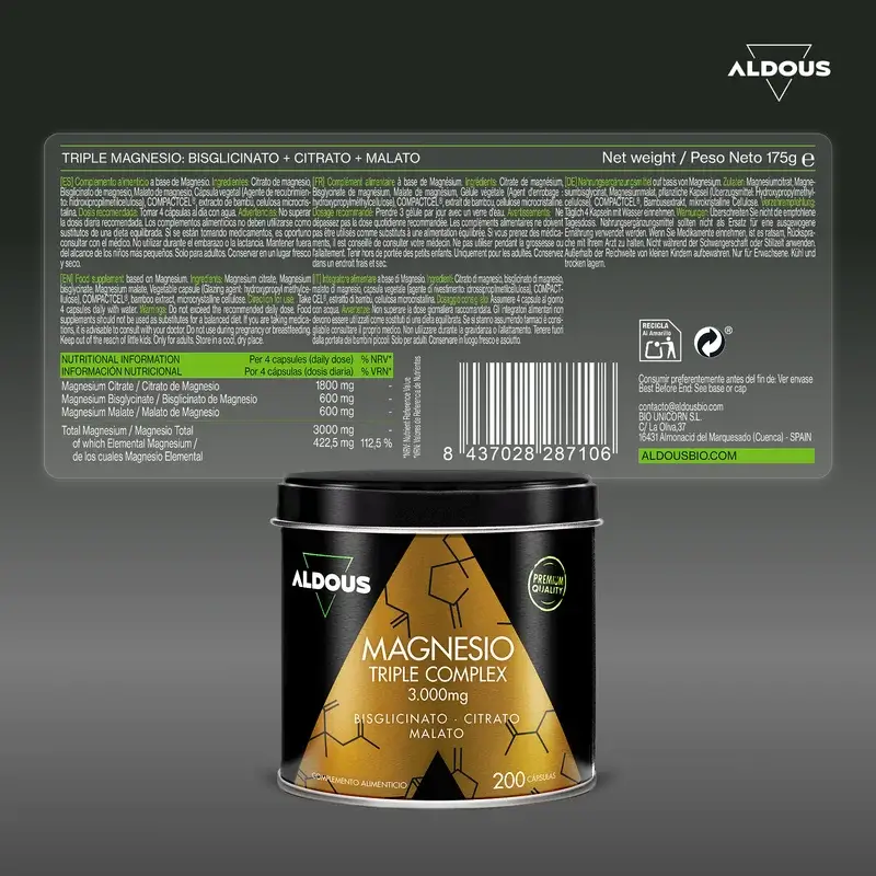 Aldous Bio Magnesium Complex Triple 3000Mg, 200 capsules