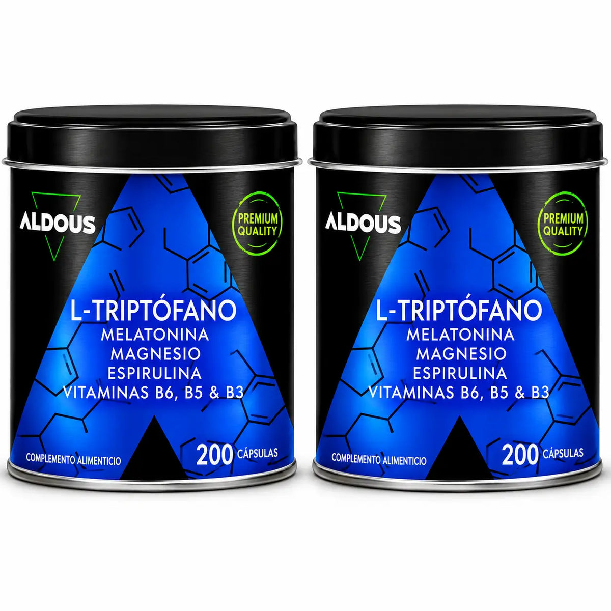 Aldous Labs L-Tryptophan Premium Melatonin 1,78 Mg Magnesium, 200 Veggie Capsules , pack 2