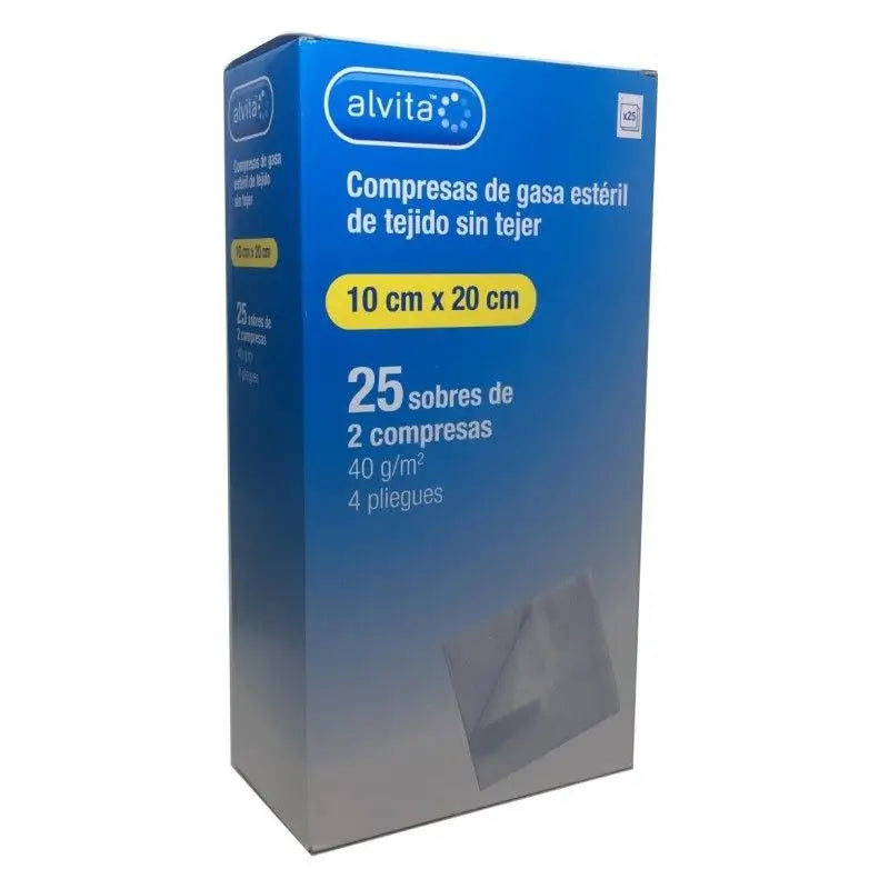 Alvita Sterile Non-woven Gauze Pads 10 Cm X 20 Cm, 2 Units
