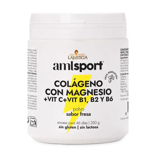 AML SPORT Collagen with Magnesium + Vitamin C + Vitamin B1 B2 B6 Strawberry flavour, 350 g