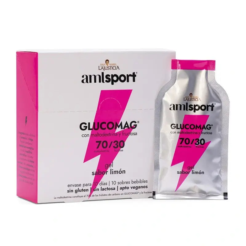 AML SPORT Glucomag 70/30 gel lemon flavour, 10 sachets of 30 ml