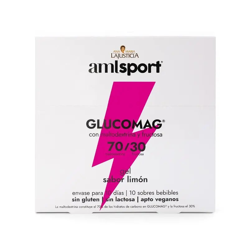 AML SPORT Glucomag 70/30 gel lemon flavour, 10 sachets of 30 ml