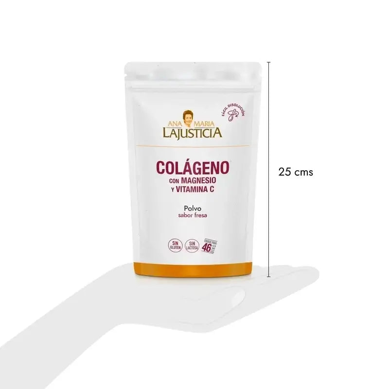 Ana Maria Lajusticia Collagen With Magnesium + Vit.C Strawberry Flavour Powder Doypack , 3x350 grams