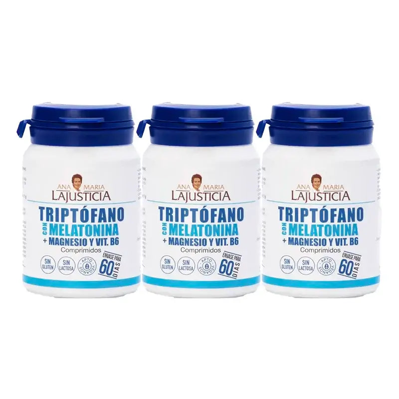 Ana Maria Lajusticia Tryptophan with Melatonin + Magnesium and Vitamin B6, Pack 3 x 60 tablets
